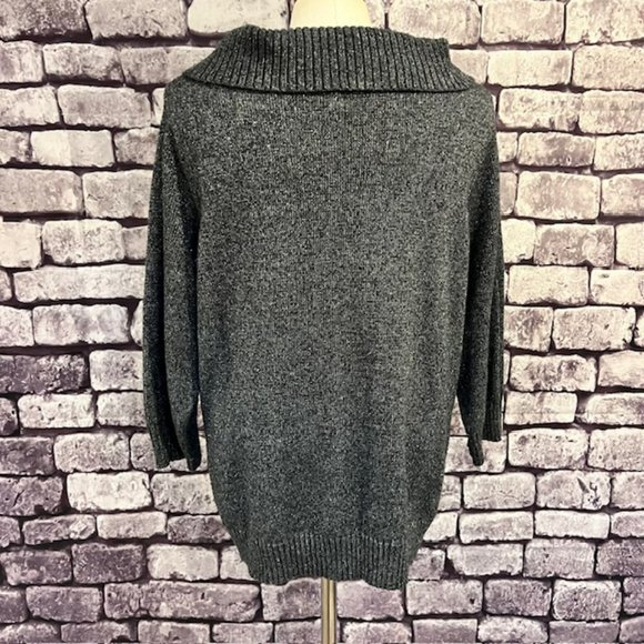 Charter Club Black & Silver 3/4 Sleeve Cowl neck Sweater Size 2X - Picture 6 of 9